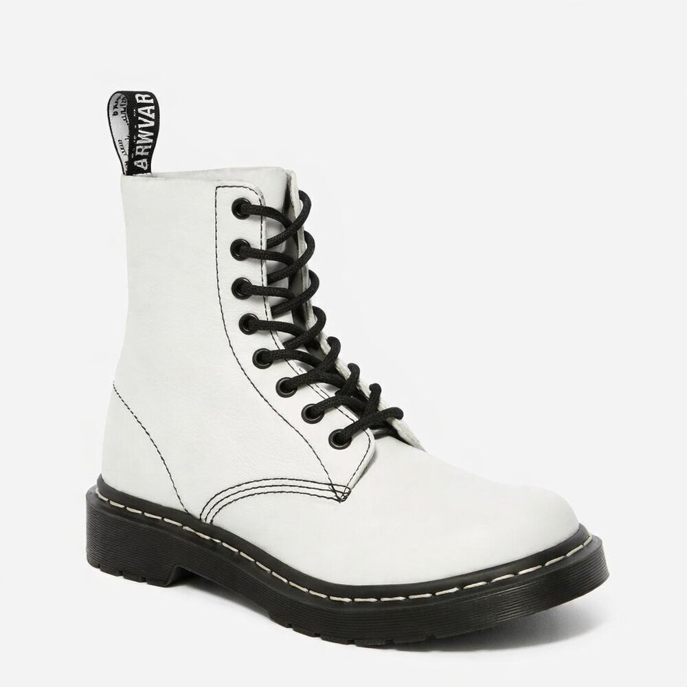 Dr. Martens 1460 Pascal White Leather Combat Boots 6 Festival Street Style